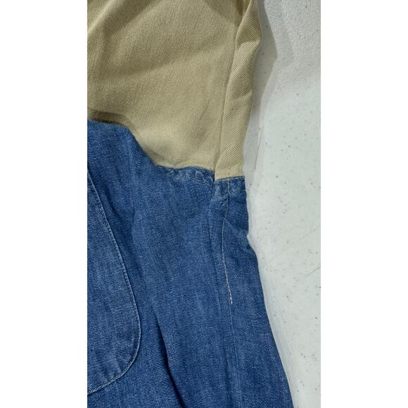 Tango Max Rabb Button Up Shirt Size Large Denim 100% Cotton Elbow Patch READ - Picture 9 of 12